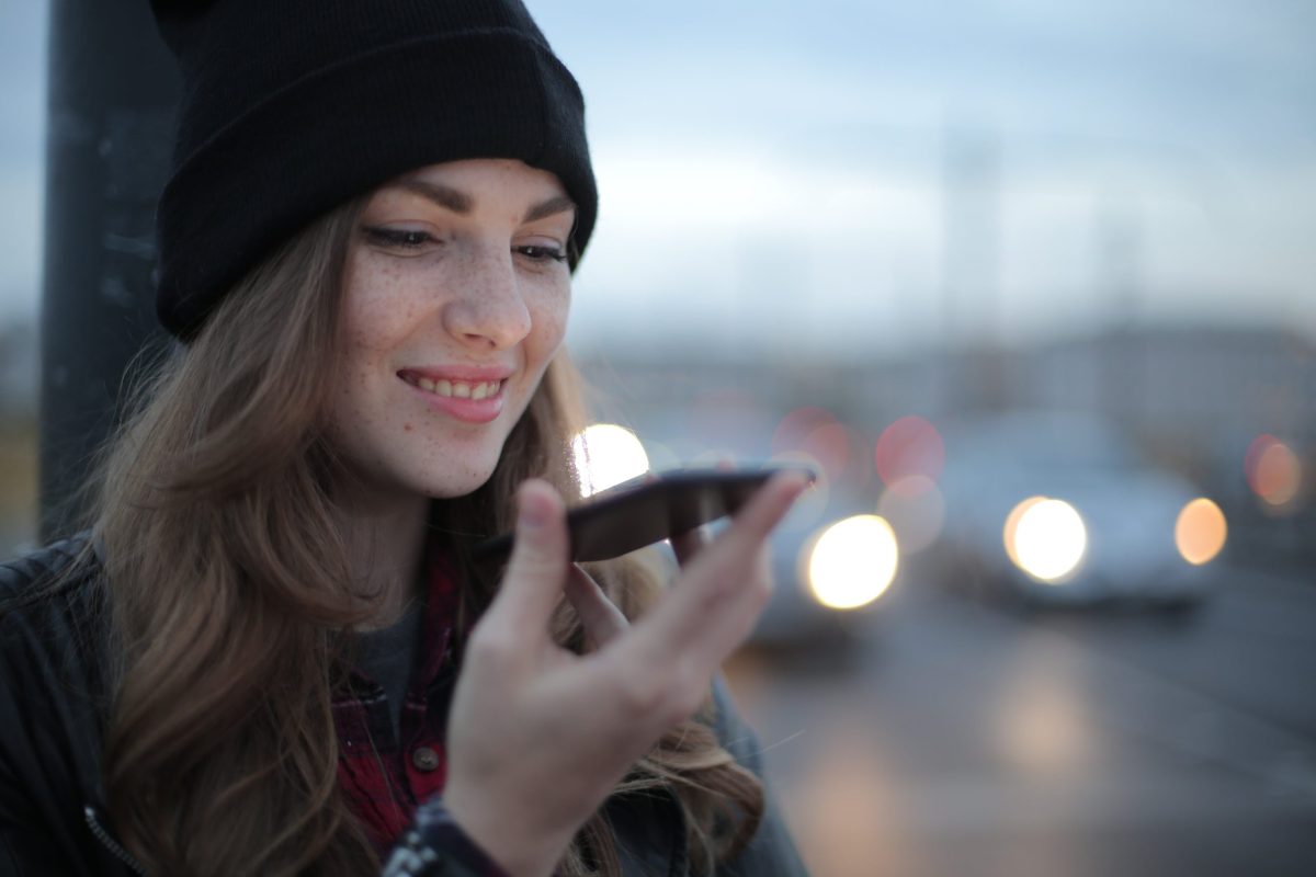 Photo by Andrea Piacquadio from Pexels: https://www.pexels.com/photo/joyful-young-woman-phoning-on-street-in-evening-3776659/